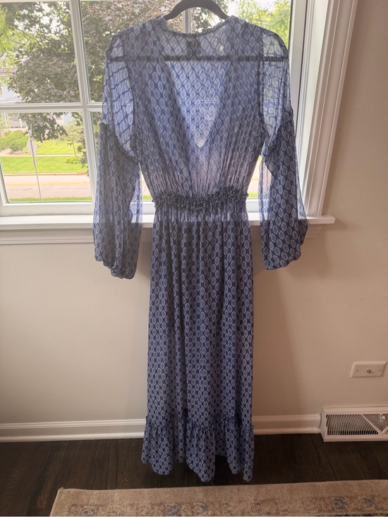 Misa Los Angeles Dresses & Skirts - Misa Los Angeles Blue Printed Long-Sleeve Maxi Dress